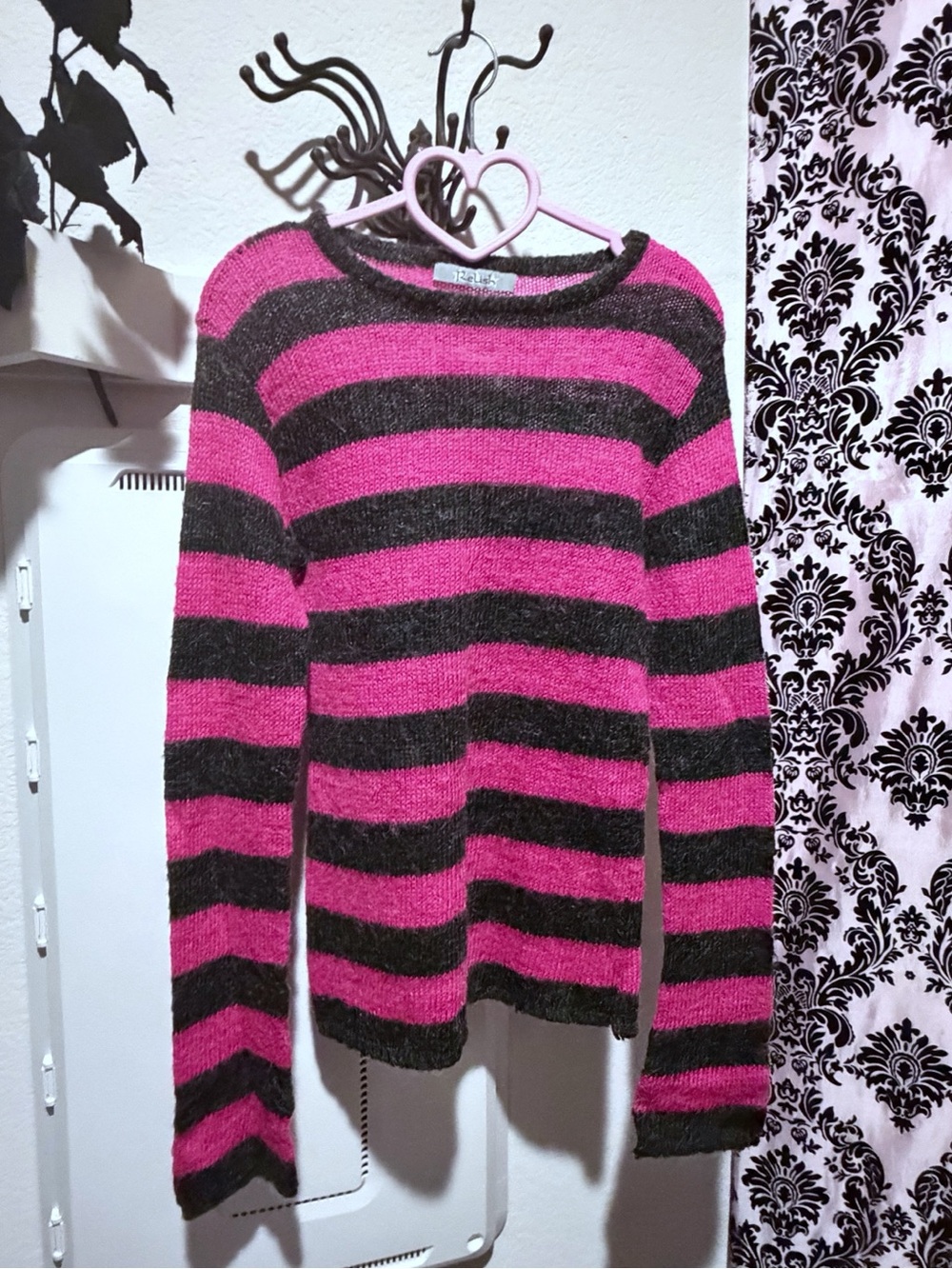 Vintage True 90’s Vintage Pink and black striped Mohair sweater